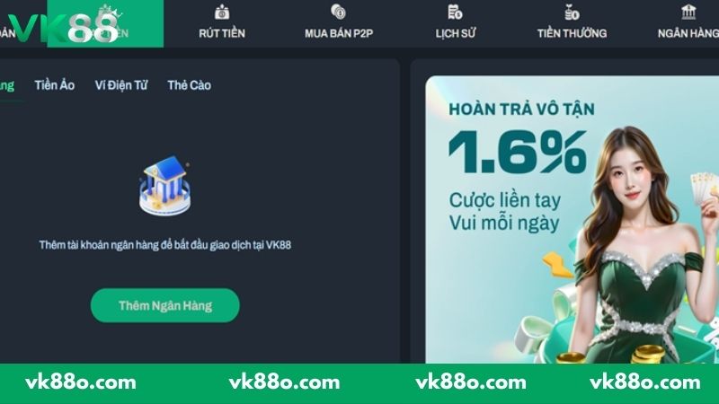 Hình thức nạp tiền trên nhà cái VK88