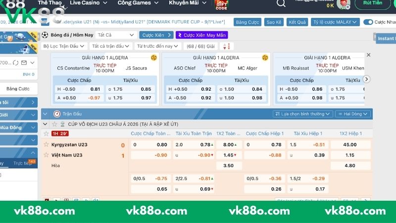 Những loại kèo thể thao phổ biến nhất VK88